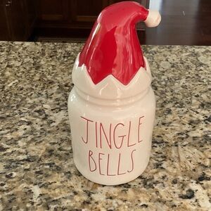 Festive Red and White Holiday Canister Jar